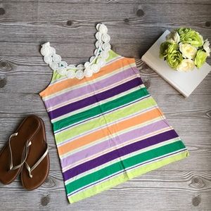 Old Navy Striped Crocheted Neck Tank Top